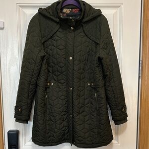 Weatherproof Quilted Puffer Walker Jacket Olive Green Hooded Size XL